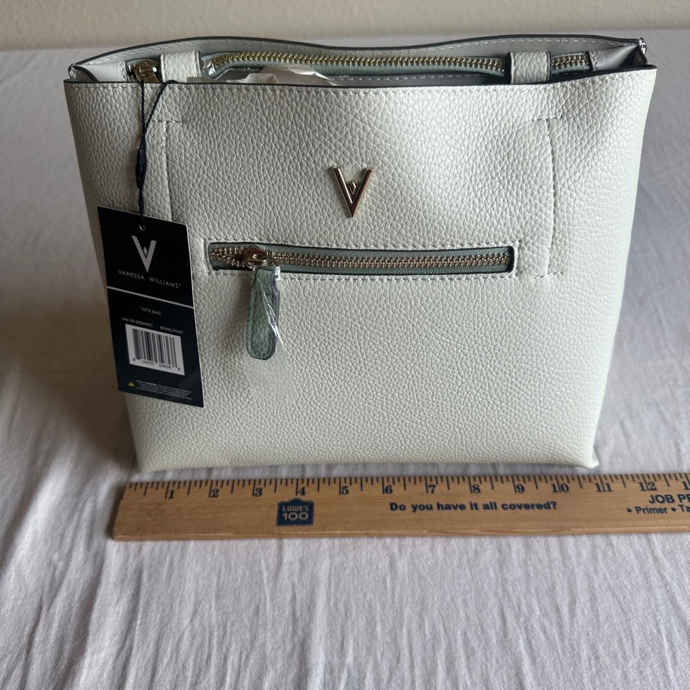 Vanessa Williams Bone Mint Pebble Grain Tote Bag VW-30-BONMNT NWT - Picture 11 of 13